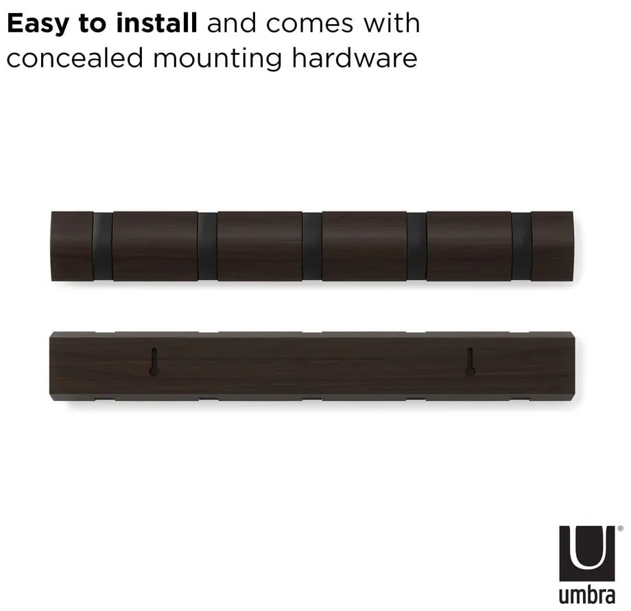 Cuier de perete maro închis din lemn de plop Flip – Umbra