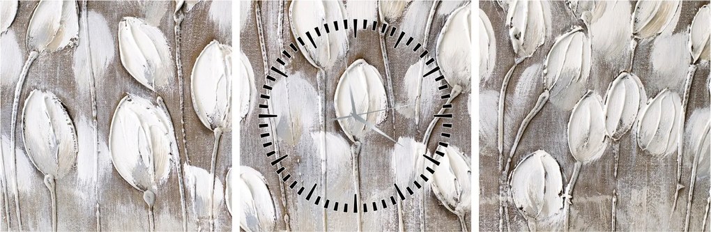 Tablou - Lalele structurate (cu ceas) (90x30 cm)