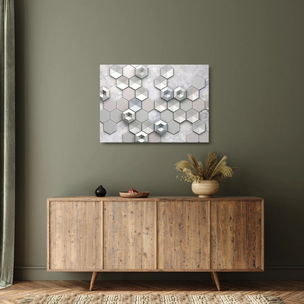 Tablou pe sticlă cu abstracție 3D (70x50 cm)