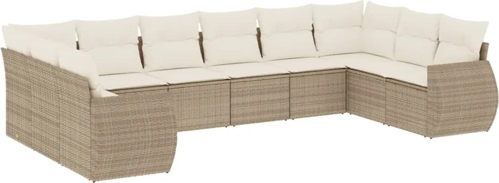 vidaXL Set canapele de grădină cu perne, 10 piese, bej, poliratan