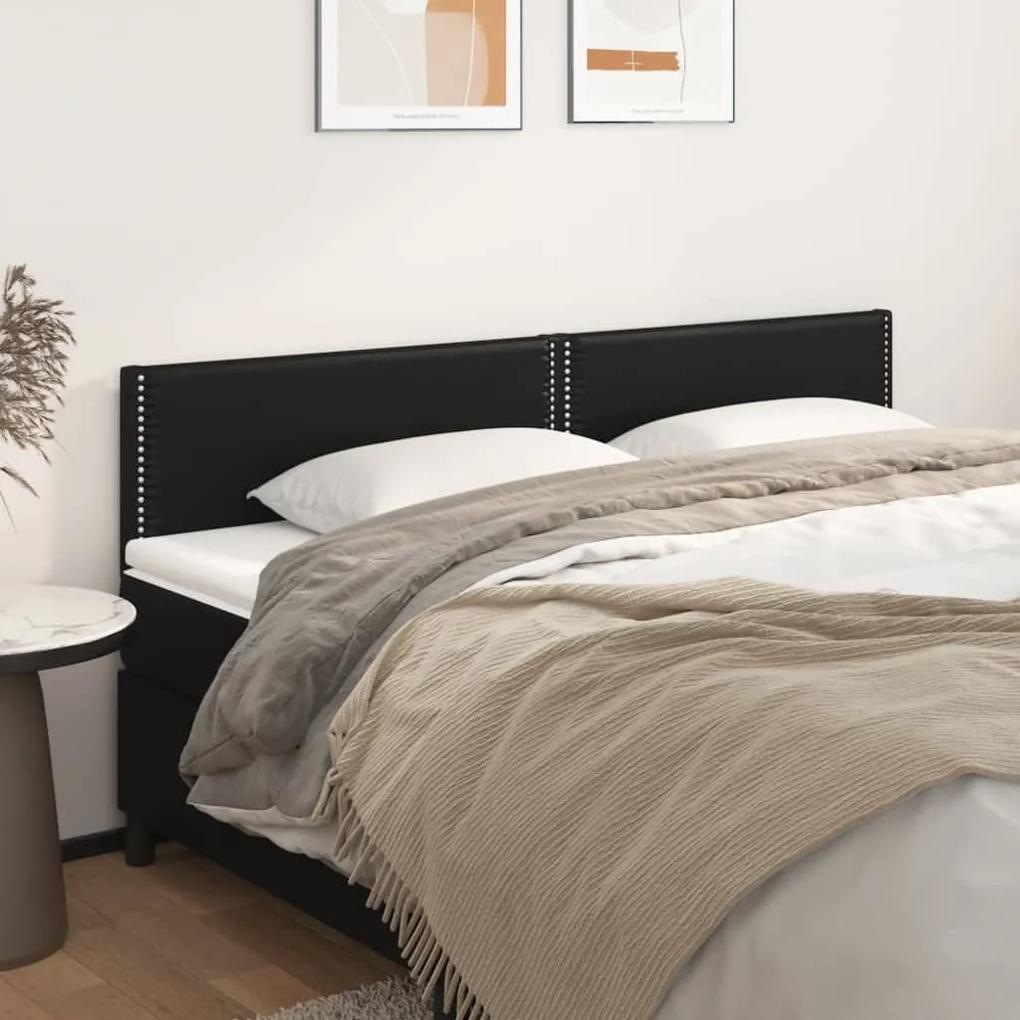 345972 vidaXL Tăblii de pat, 2 buc, negru, 90x5x78/88 cm, piele ecologică