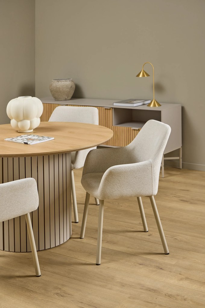 MAZZONI EXPORT VERA Bej (material Apia 453) / cadru bej - SCAUN MODERN ADÂNC TAPIȚAT DIN CHENILLE PENTRU SALON/LIVING LOFT