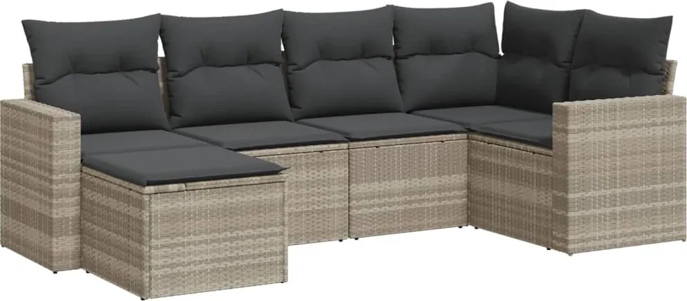 vidaXL Set canapele de grădină cu perne, 6 piese gri deschis poliratan