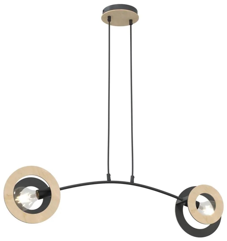 Lustră pe cablu SKIVA 2xE27/15W/230V negru/bej
