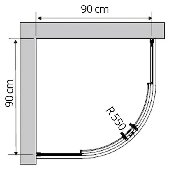 Cabina dus semirotunda crom 80x80 cm, Mediterraneo Meda 800x800 mm