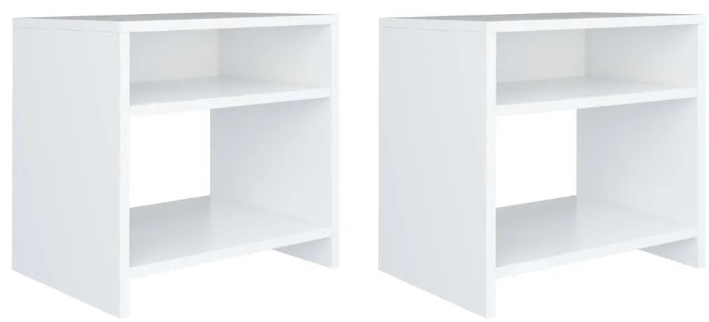 vidaXL Noptiere, 2 buc., alb, 40x30x40 cm, lemn prelucrat