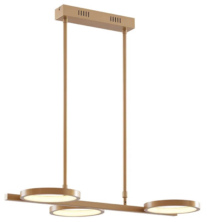 Lampă modernă cu pandantiv aurie, inclusiv LED, reglabilă în 3 trepte, 3 lumini - Vivé