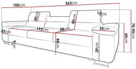 Canapea Terazuro 3 (Gri + Alb) . 1104624