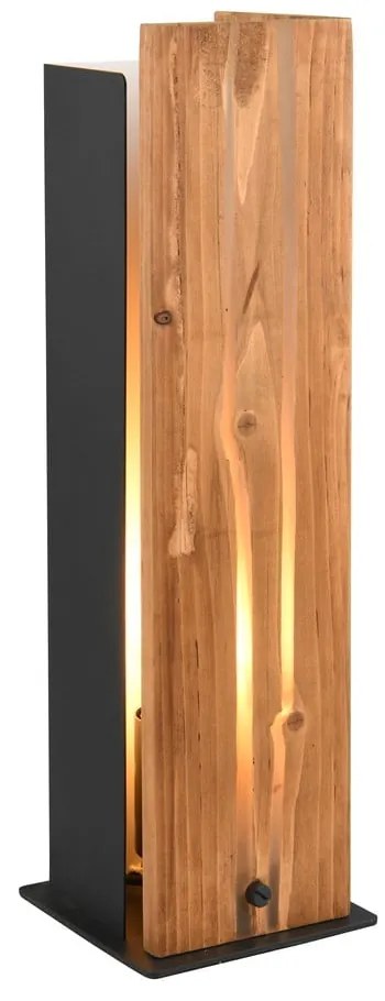 Veioză neagră/în culoare naturală cu abajur din lemn (înălțime 40 cm) Karuni – Trio