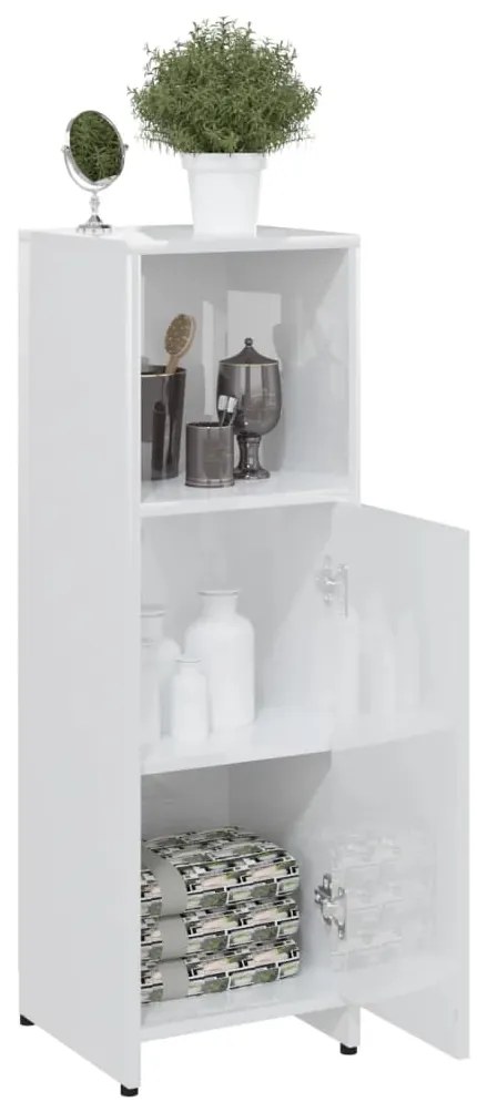 Dulap de baie, alb extralucios, 30 x 30 x 95 cm, PAL