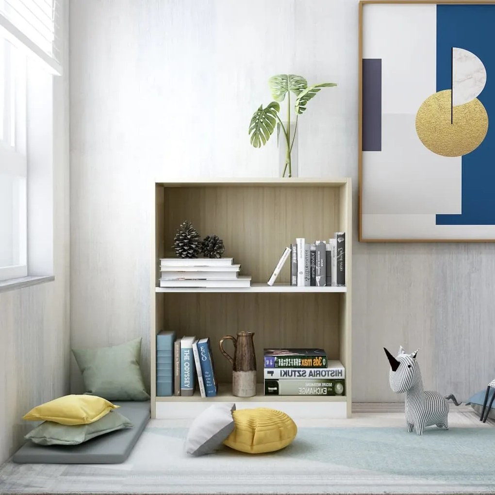 800860 vidaXL Bibliotecă, alb și stejar sonoma, 60x24x74,5 cm, lemn compozit
