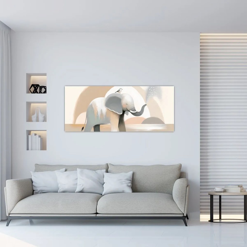 Tablou - Elefant în culori pastel (120x50 cm)