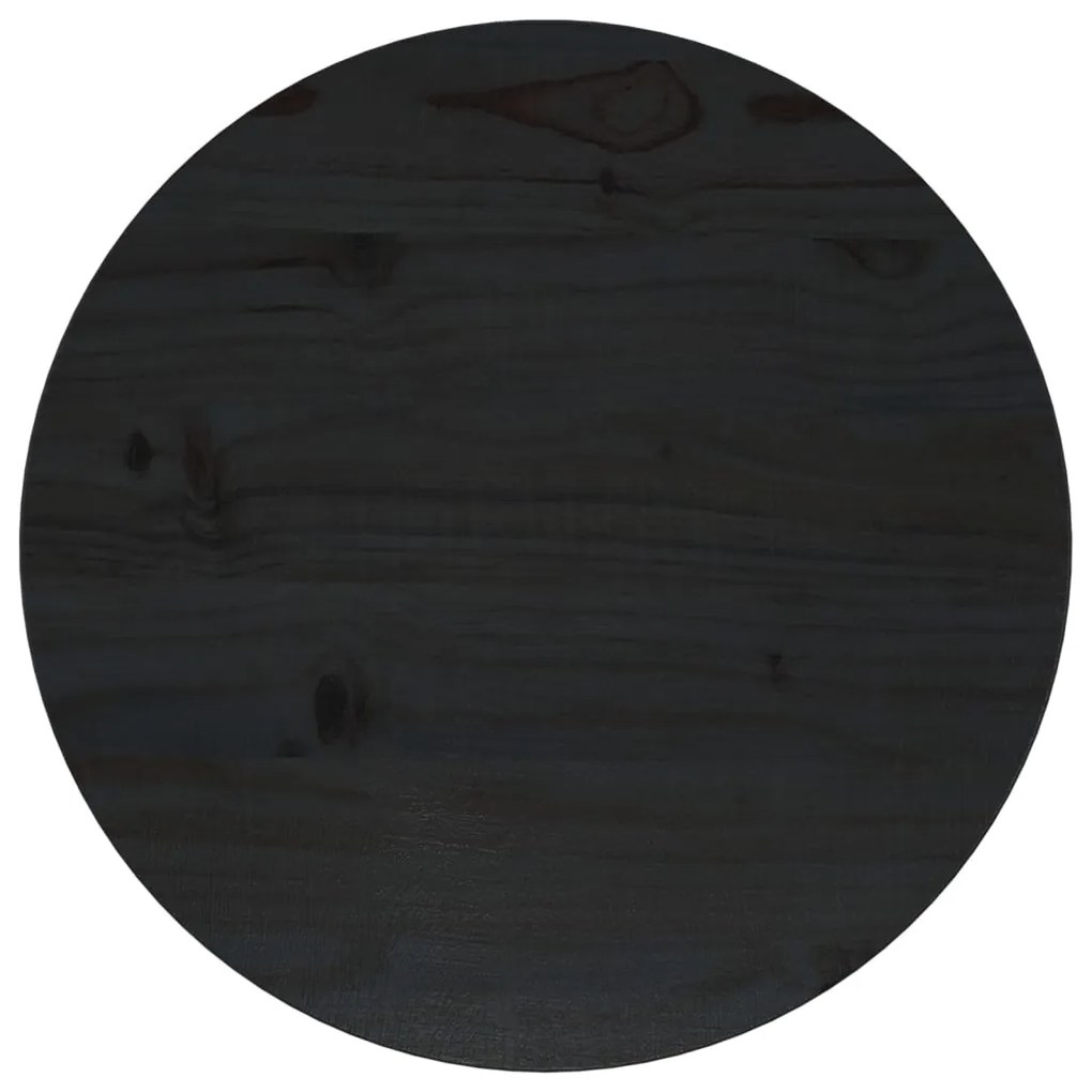 813659 vidaXL Blat de masă, negru, Ø40x2,5 cm, lemn masiv de pin