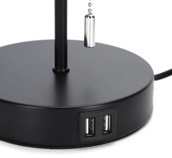 Lampă de masă cu USB Aigostar 1xE27/40W/230V negru