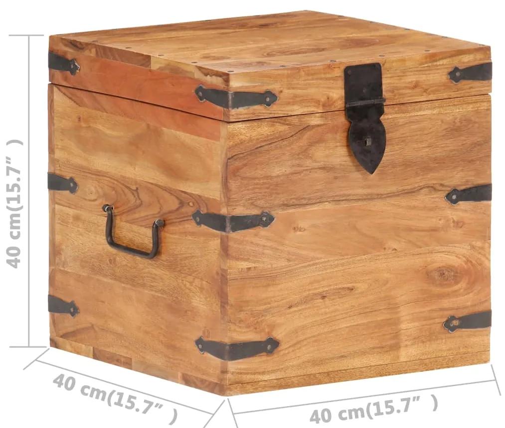 Cufar, 40x40x40 cm, lemn masiv de acacia 1, Maro inchis, 40 x 40 x 40 cm