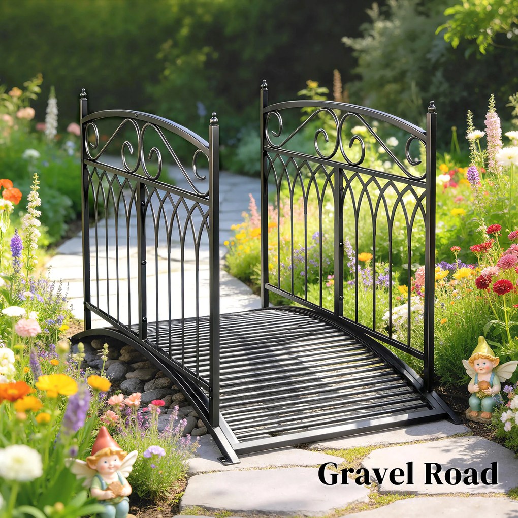 Outsunny Pod de grădină din metal 135,5 cm Pod pentru iaz cu balustrade de siguranță Aspect antic Rezistent la rugină Montaj ușor | Aosom Romania