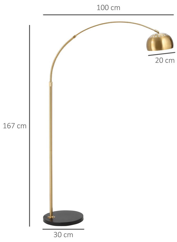 Lampa de podea cu abajur, 30x100x167cm, aurie HOMCOM | Aosom RO