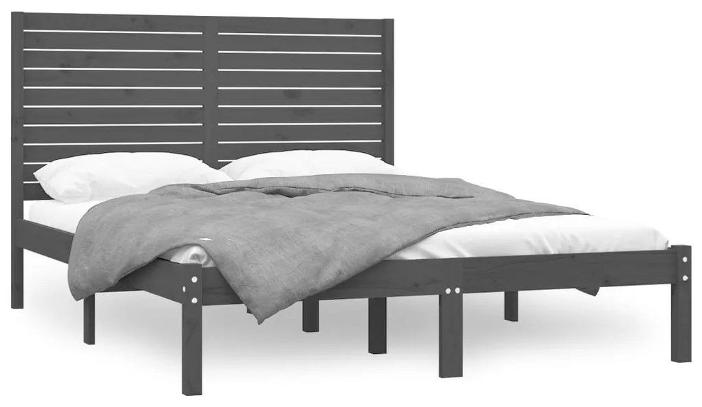 3104620 vidaXL Cadru de pat, gri, 160x200 cm, lemn masiv