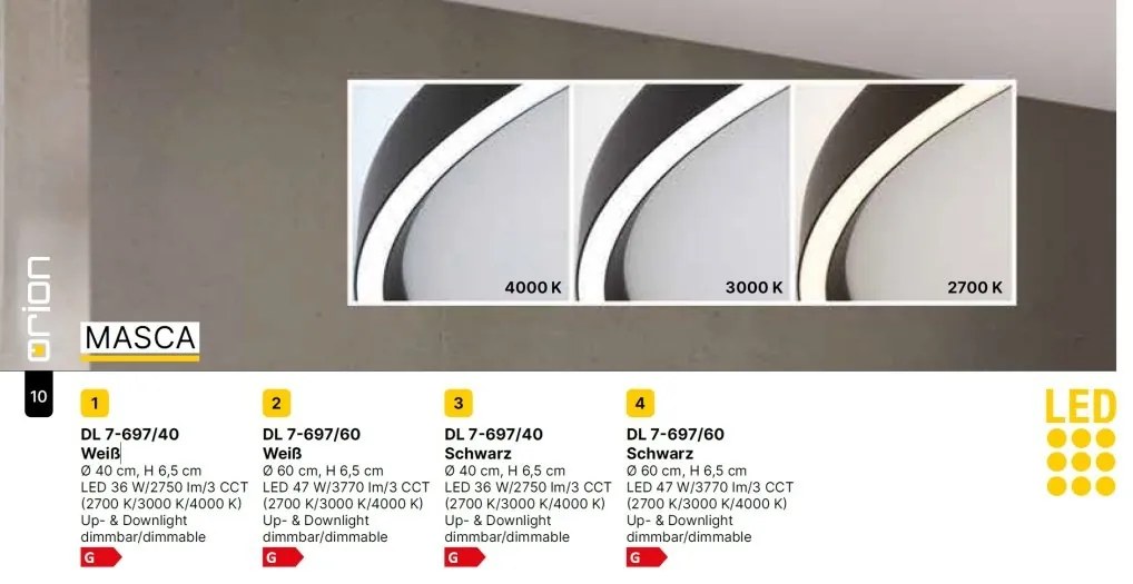 Plafoniera LED design circular MASCA D-40cm alba