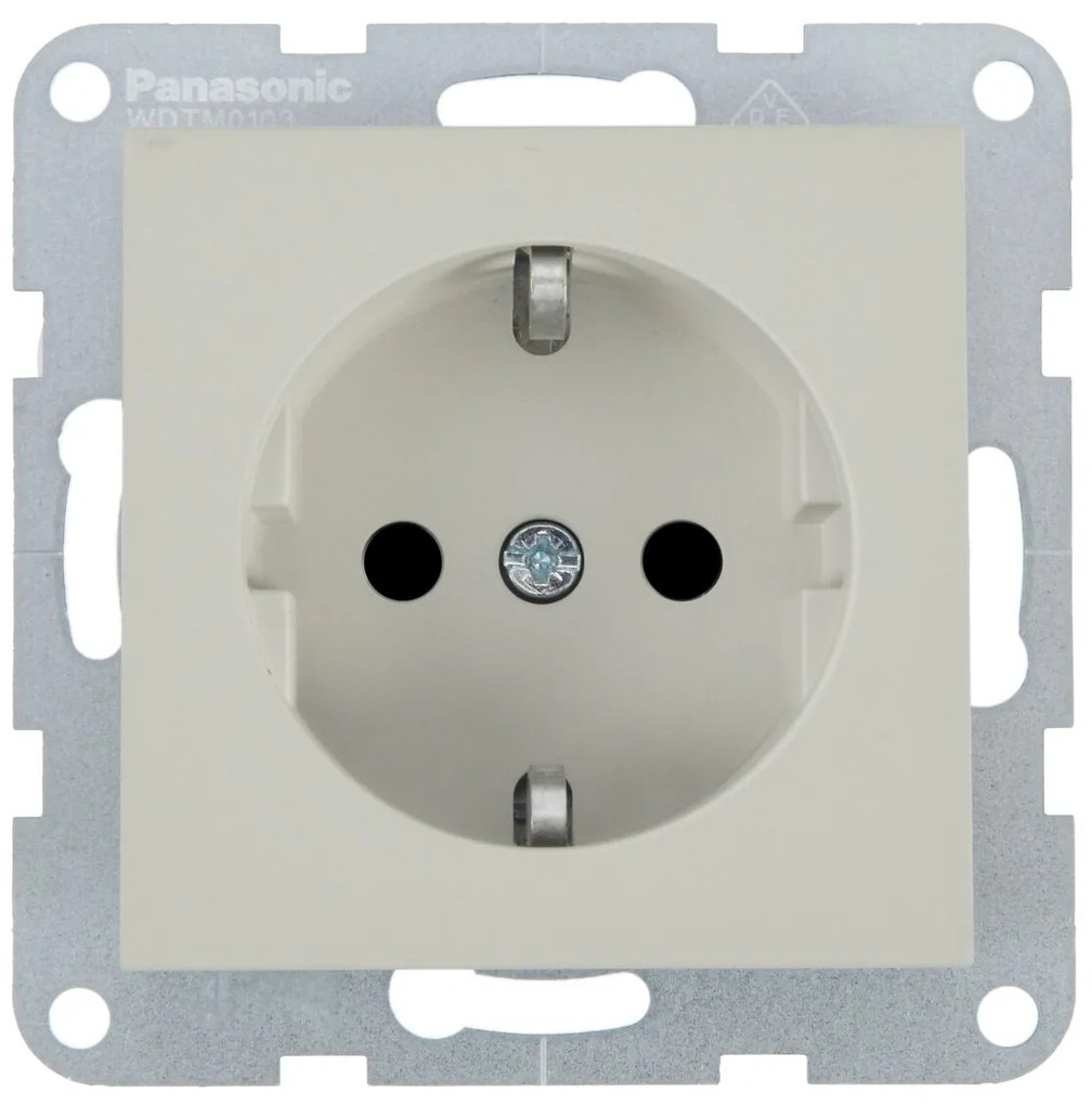 Priza simpla cu impamantare 16A, IP20, Sandstone, Panasonic Karre Plus 55 Soft Touch