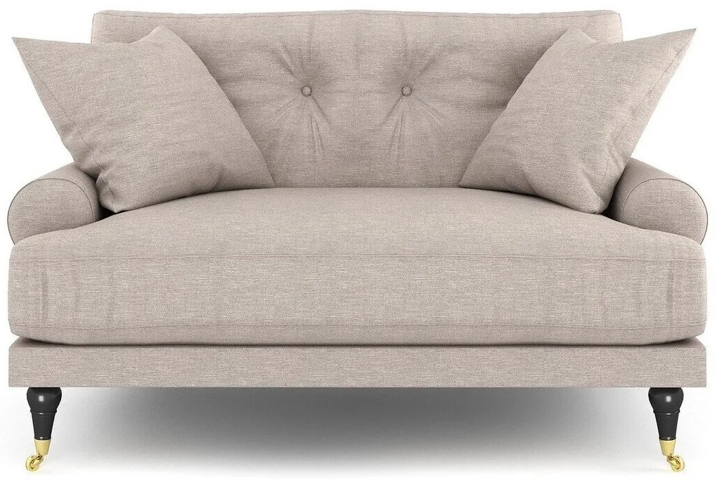 Canapea Seattle E107Numărul de locuri: 2, Beige, 142x100x87cm, Tapiterie, Picioare: Role, Metal, Lemn