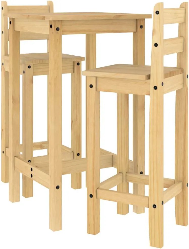 vidaXL Set mobilier de bar, 3 piese, lemn masiv de pin