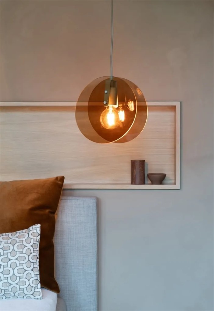 Pendul din metal sand si sticla chihlimbar Toledo