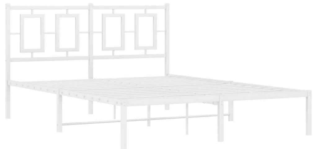 374291 vidaXL Cadru de pat metalic cu tăblie, alb, 140x200 cm