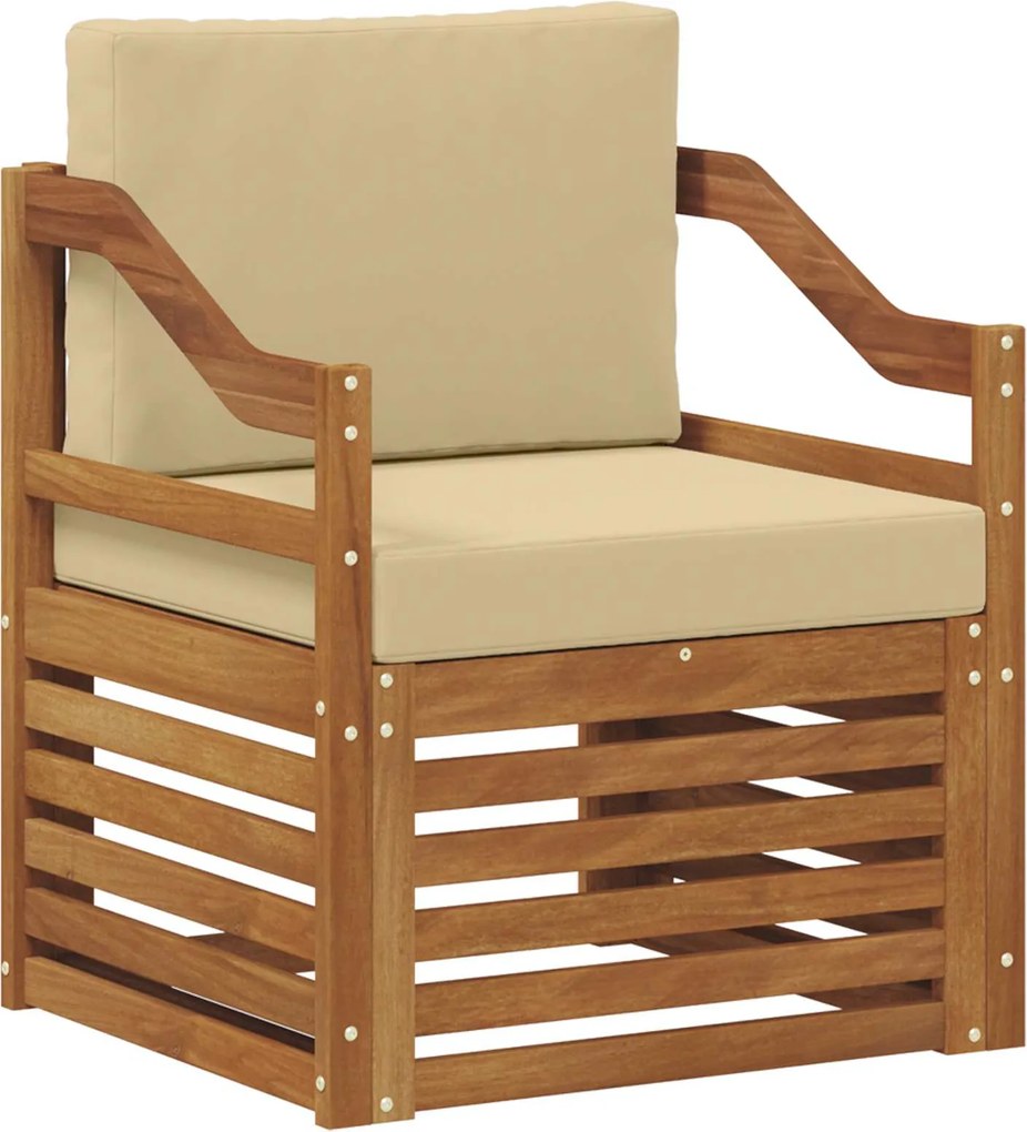 vidaXL Set de canapele de exterior cu pernă natural 67 x 63 x 73 cm