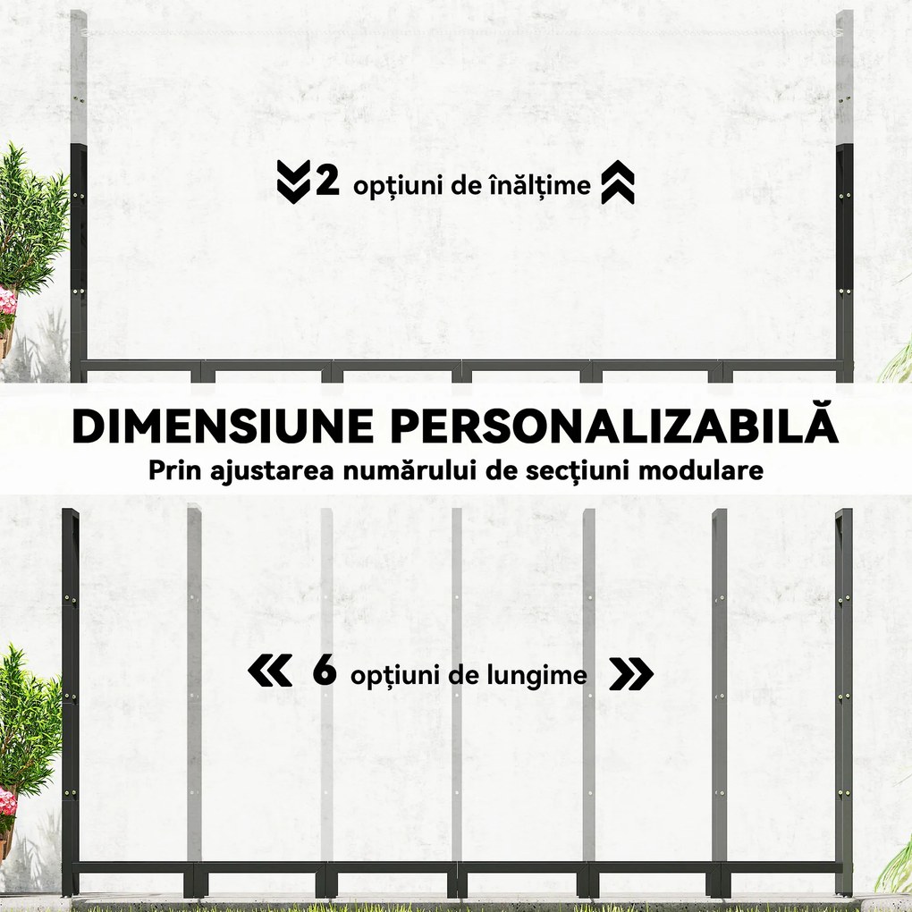 Outsunny Suport de Lemne din Metal 0.8m³ cu Preș Impermeabil și Lanțuri 235x31x116cm | Aosom Romania