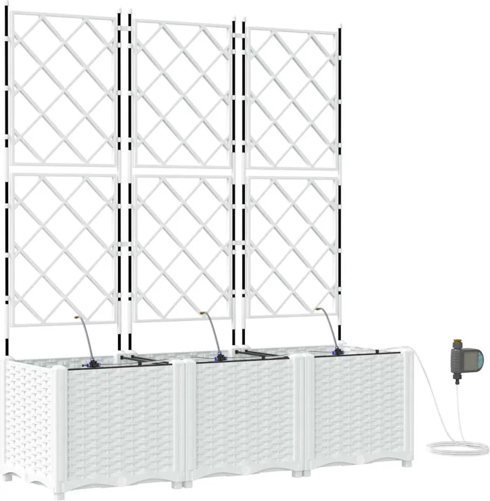 vidaXL Vază pentru Grădină 3 pcs Alb Oțel