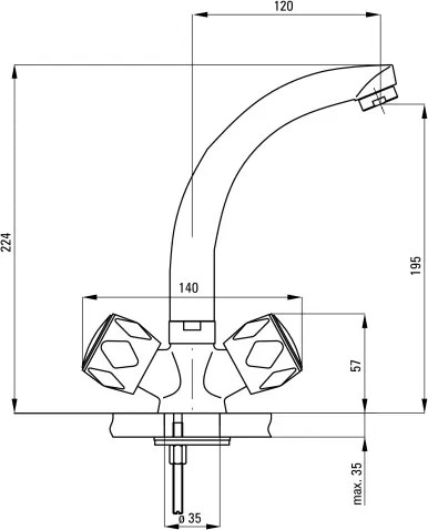 Teno Baterie pentru chiuvetă Finisaj: Crom BON_020D