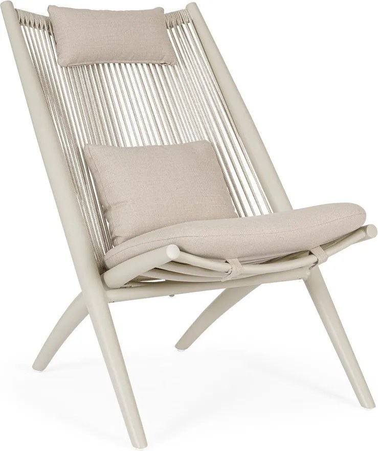 Fotoliu de grădină bej din metal Aloha – Bizzotto