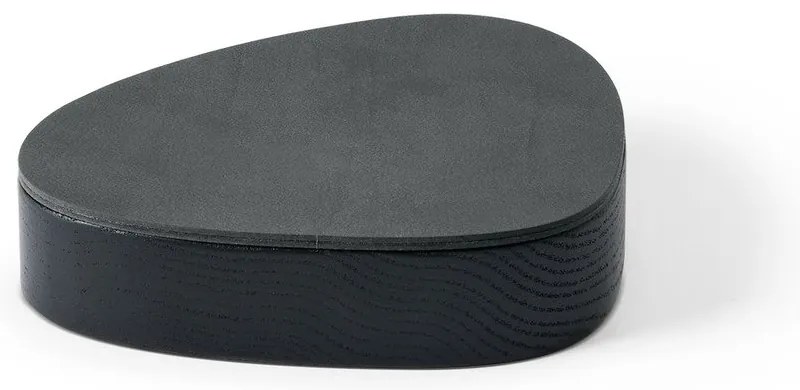 Cutie de depozitare neagră-gri antracit din lemn și din piele ecologică cu capac, decorativă 14x12,5x3,5 cm Curve Nupo – LIND DNA
