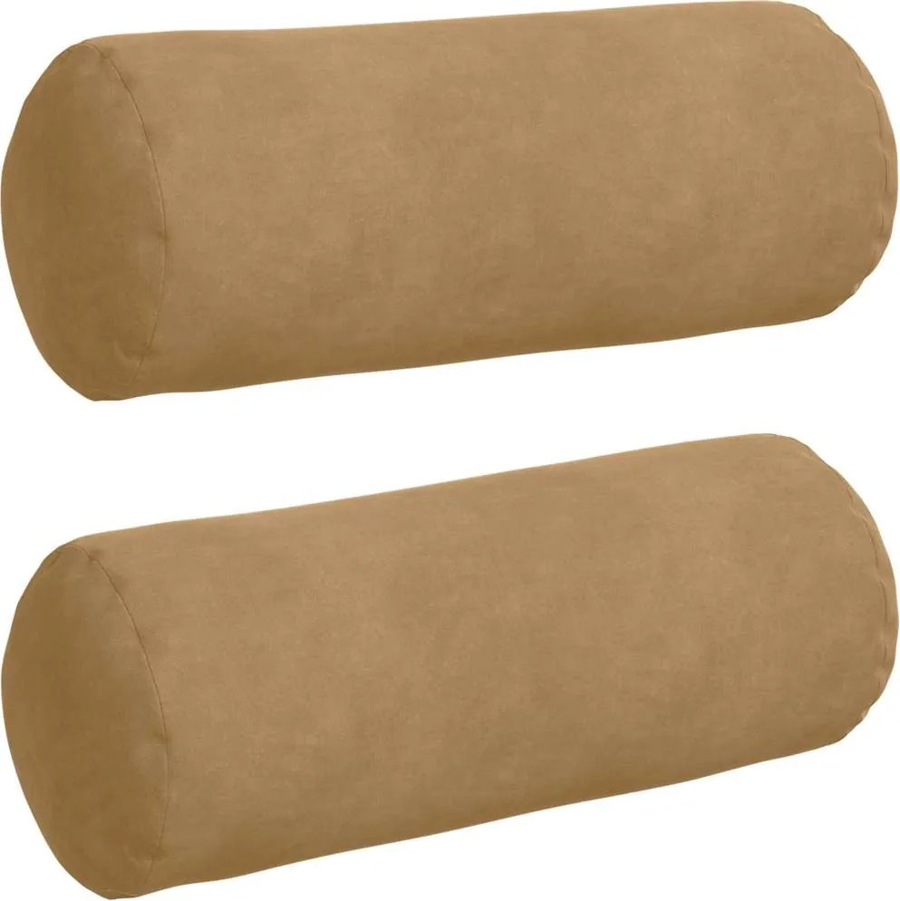 vidaXL Perne Bolster 2 pcs Maro Ø 15 x 40 cm Țesătură din corduroy