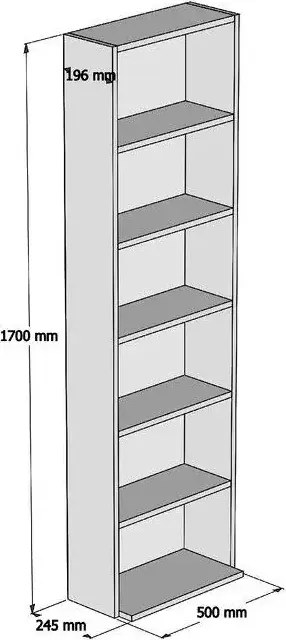 Biblioteca/etajera carti, Homs Design, nuc, 160 x 50 x 20 cm, PAL