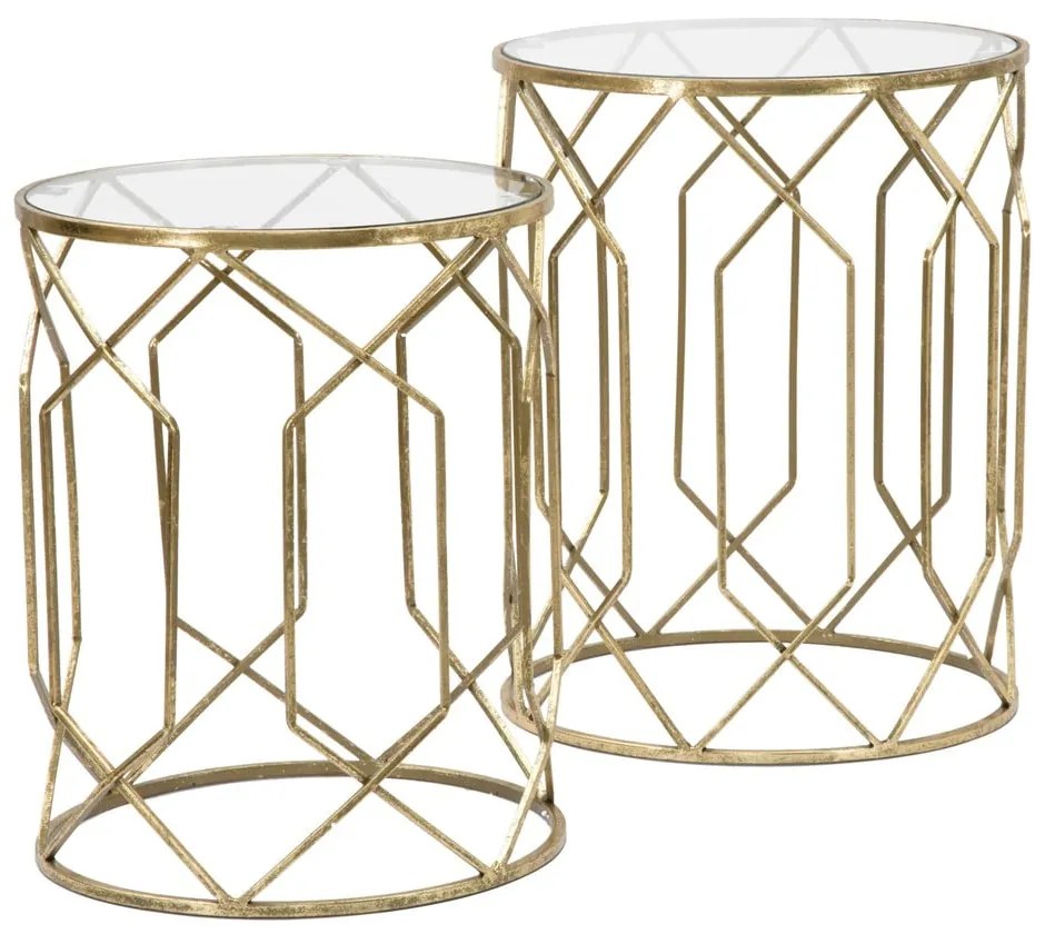 Măsuțe auxiliare rotunde cu blat din sticlă 2 buc. ø 42 cm Tunisi – Mauro Ferretti