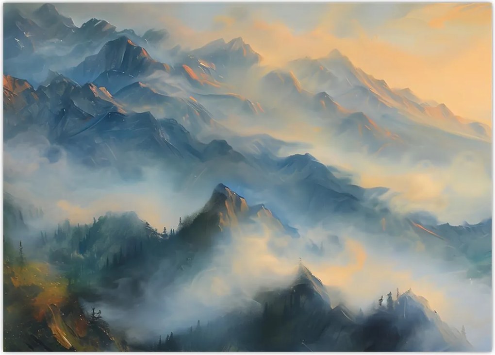 Tablou - Peisaj montan pictat (70x50 cm)