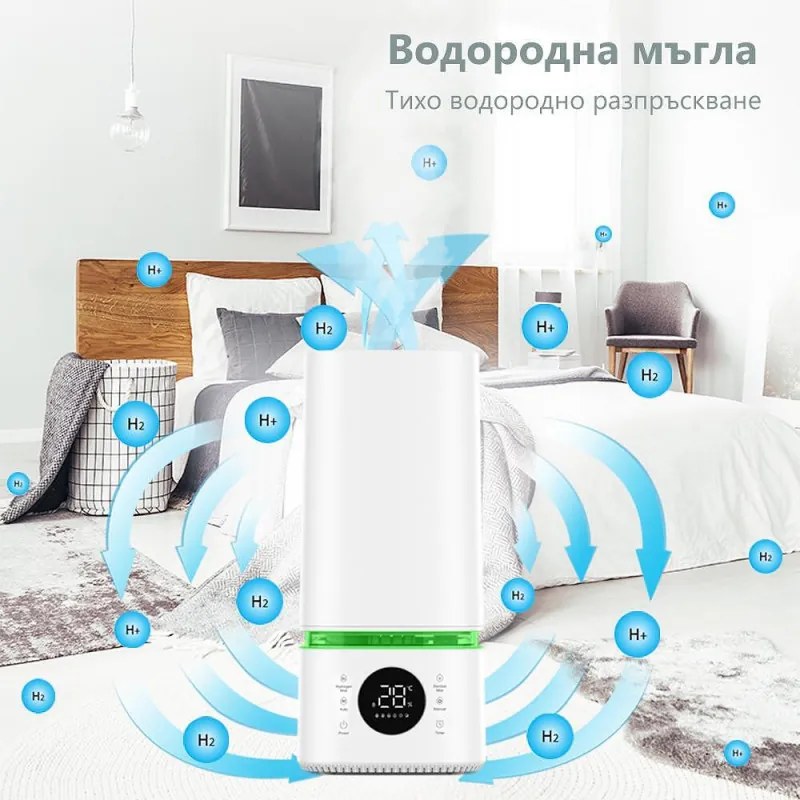 Umidificator de aer si sterilizator 2in1 Atractiv BREEZE, Pana la 40 m², 8 l, 360ml/h, 3 trepte, Ecran tactil, Ceata de apa si sterilizare, Alb
