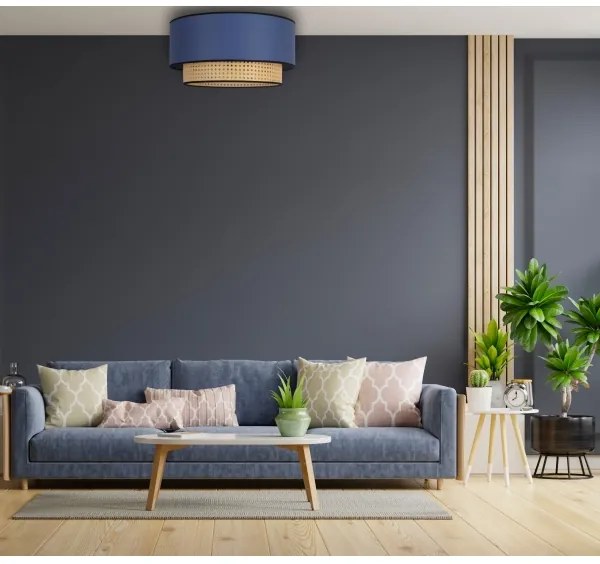 Plafonieră Duolla BOHO 1xE27/15W/230V d. 45 cm albastru/ratan