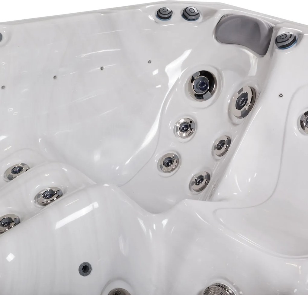 Minipiscina Malaga Life Deluxe alb lucios, Wellis, sistem stereo myMusic, 6 locuri, 218   218 cm