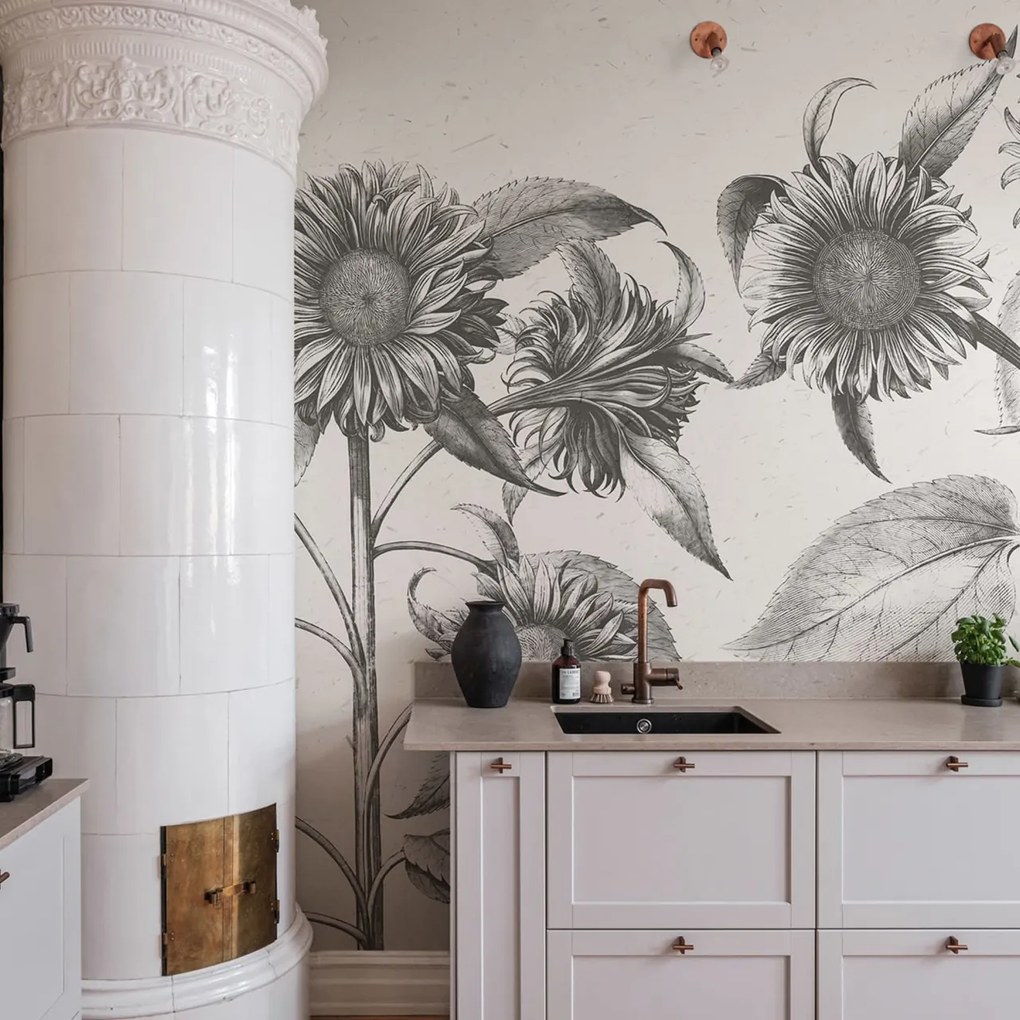 Fototapet, Sunflower, Beige, Rebel Walls