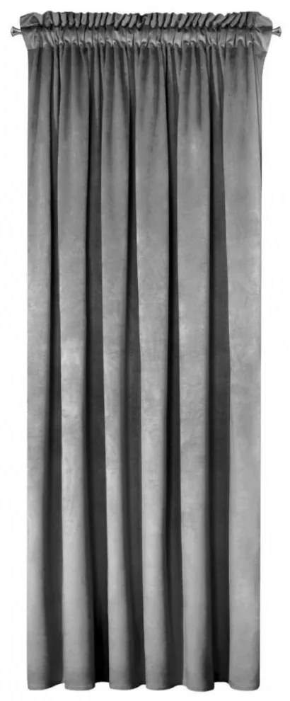 Draperie opacă de culoare gri, pe bandă încreţită Lungime: 270 cm