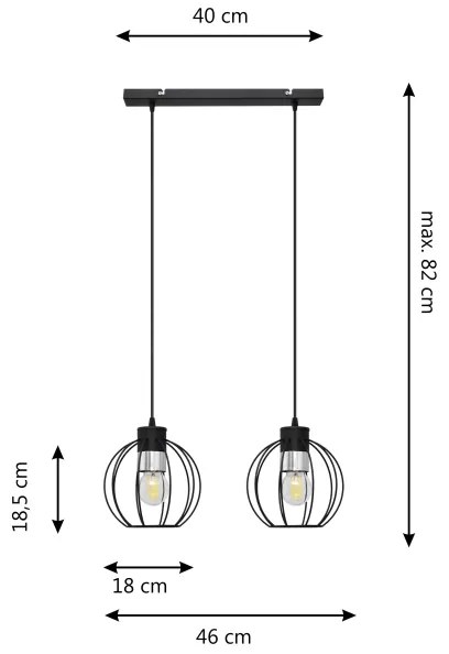 Lustră pe cablu STARLIGHT 2xE27/15W/230V neagră/argintie
