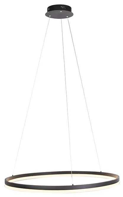 Lampă suspendată de design neagră 80 cm cu LED inclus, reglabil în 3 trepte - Anello