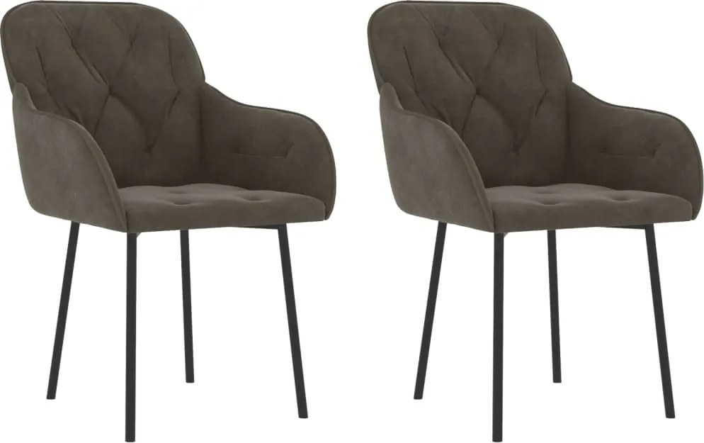 vidaXL Scaune de bucătărie, 2 buc., gri închis, catifea