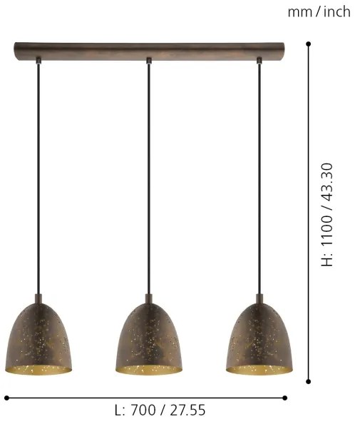 Eglo 49871 - Pendul SAFI 3xE27/60W