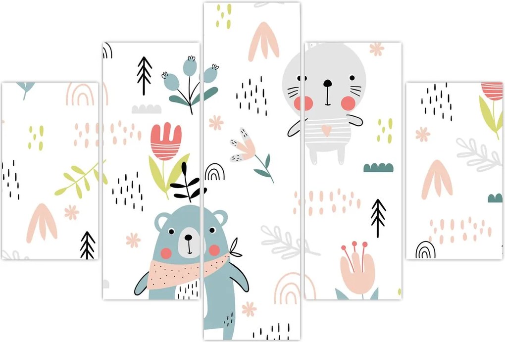 Tablou - Animale pe pajiște (150x105 cm)