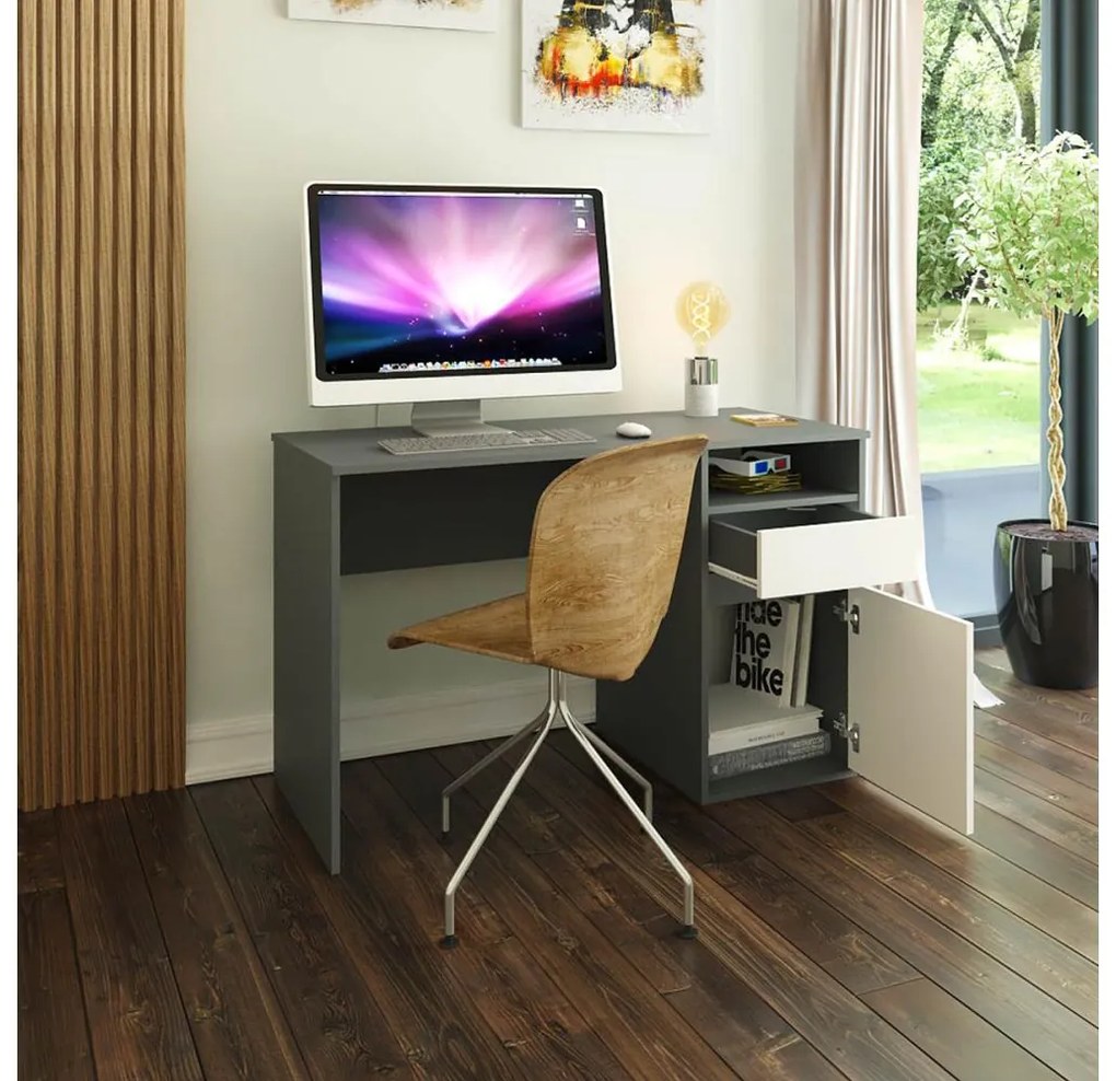 Masă PC Bolegy (grafit + alb) . 1116254