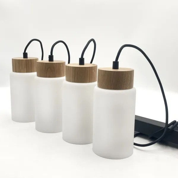 Lustră suspendată pe cablu MARKUS, 4 x E27, 15W, 230V, negru/stejar